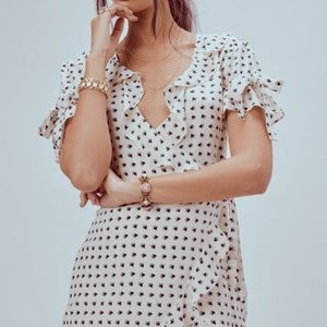 For Love & Lemons Cream Wrap Hearts Dress